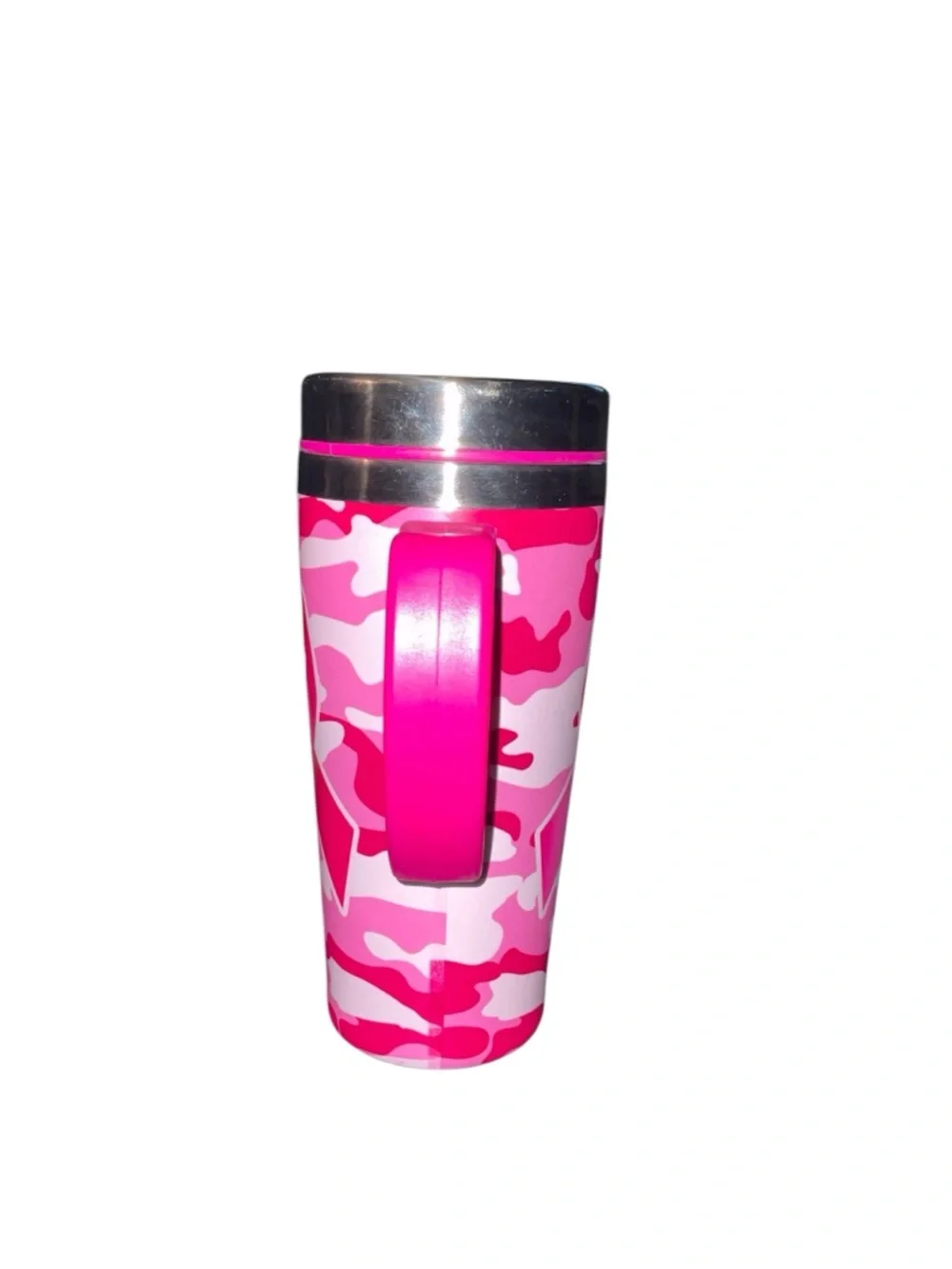 Pink Camo Breast Cancer Awareness Thermal Travel Mug 16 oz w/Handle